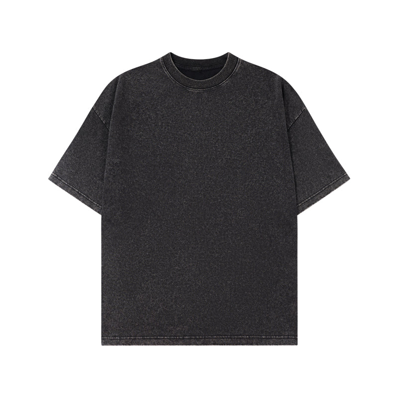 Washed distressed cotton short-sleeved T-shirt 21T