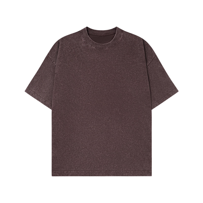 Washed distressed cotton short-sleeved T-shirt 21T