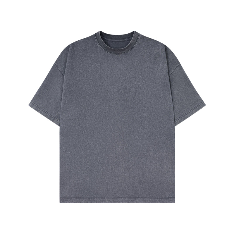Washed distressed cotton short-sleeved T-shirt 21T