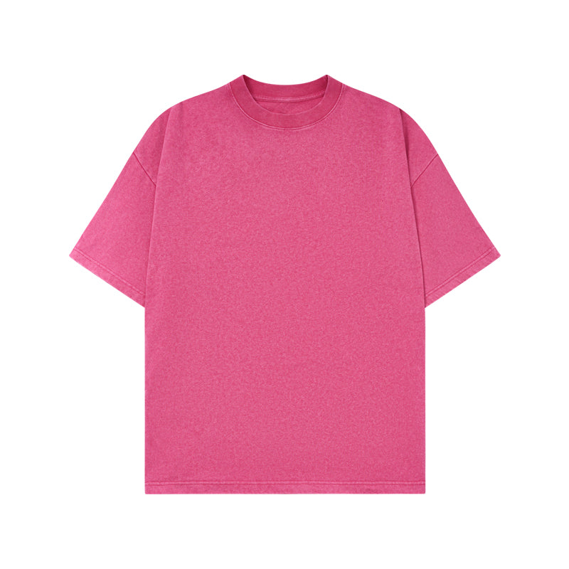 Washed distressed cotton short-sleeved T-shirt 21T