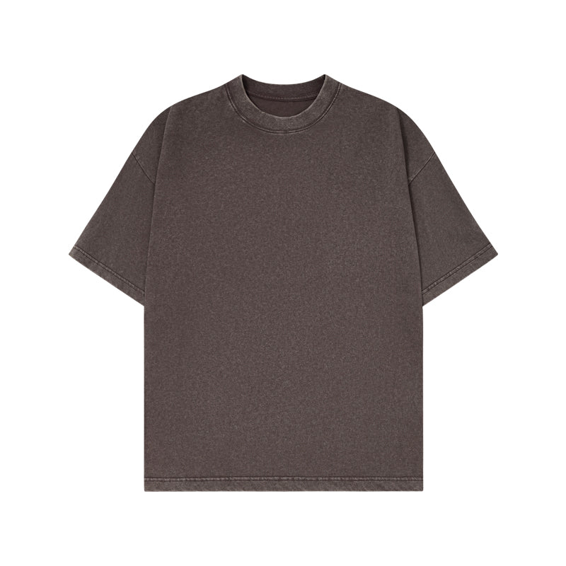 Washed distressed cotton short-sleeved T-shirt 21T