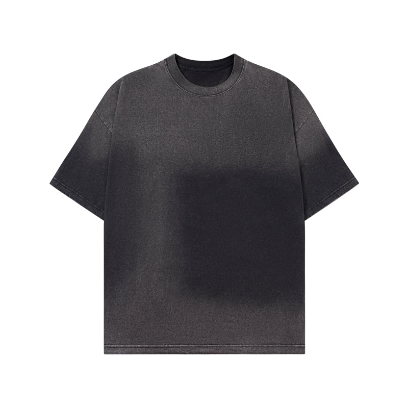 Washed distressed cotton short-sleeved T-shirt 21T